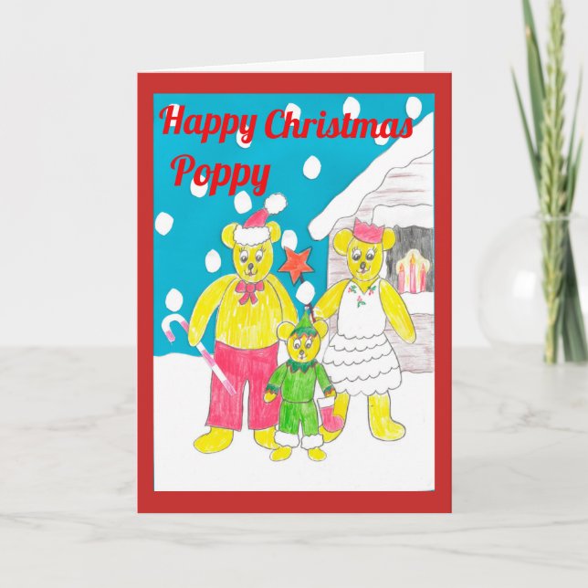 3 Bears Christmas card Poppy Feiertagskarte (Vorderseite)