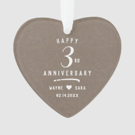 3. Beige Leather Hochzeitstag Ornament