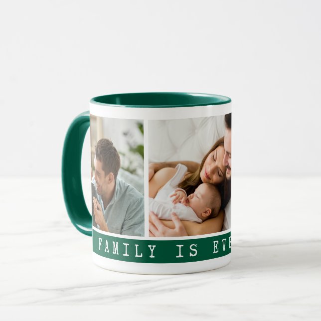 3 Bild Multi-Foto Collage Familienangebot Grün Tasse (Vorderseite Links)