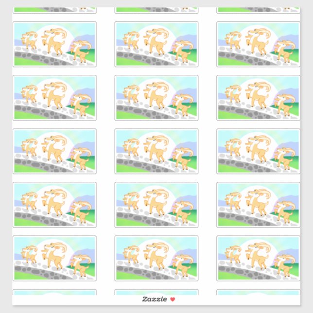 3 Billy Goat's Gruff-Konturkleber Aufkleber (Blatt)