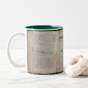 3 biologische Seiten Voynich-Manuskript-Illustrati Zweifarbige Tasse