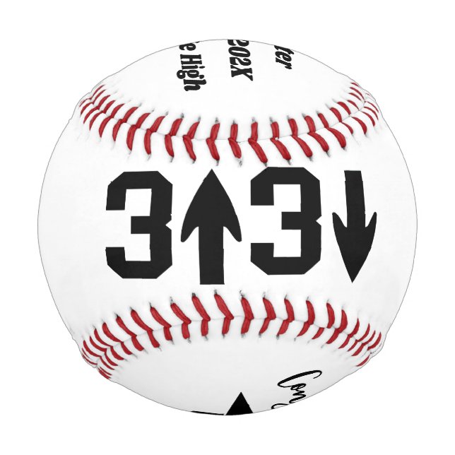 3 Bis 3 Down Baseball, Personalisierter Abschluss  Baseball (Vorderseite)