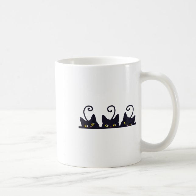 3 Black Cats Funny Cat Liebhaber Design Frauen Män Kaffeetasse (Rechts)