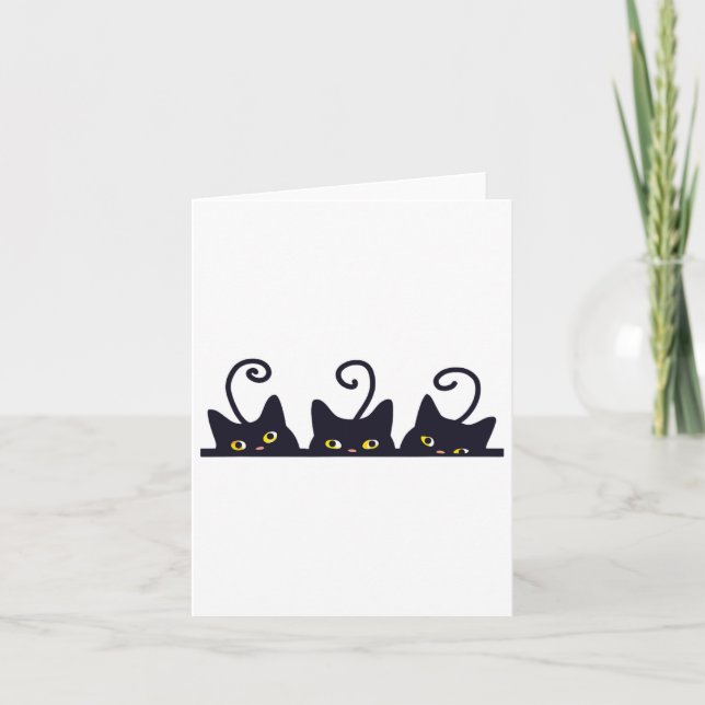 3 Black Cats Funny Cat Liebhaber Design Frauen Män Karte (Vorderseite)