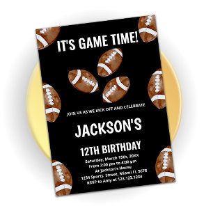 3 Black Football Invitations Anniversaire