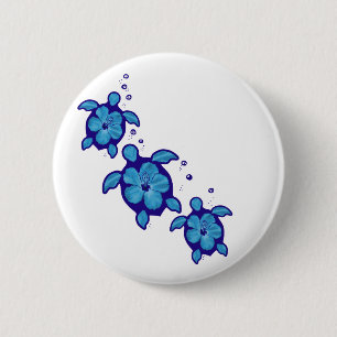 3 blaue Honu Schildkröten Button