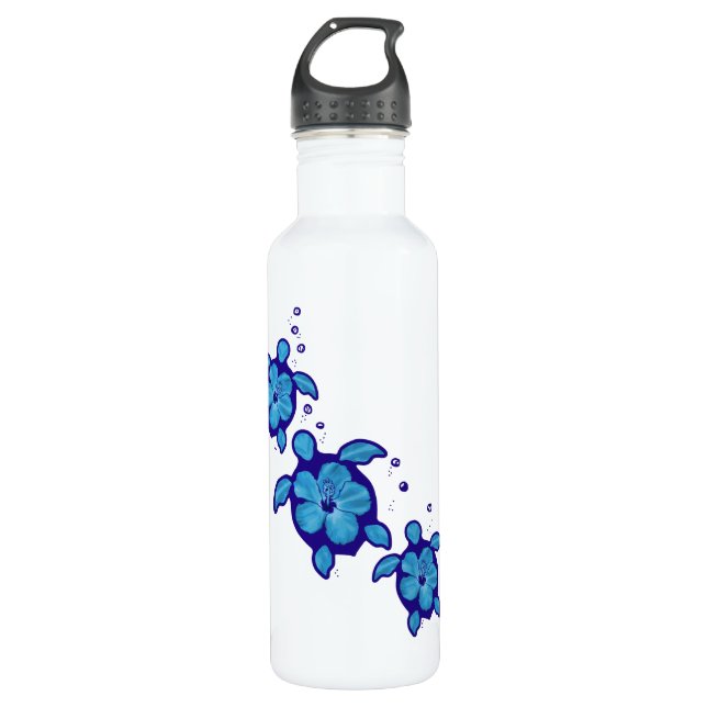 3 blaue Honu Schildkröten Edelstahlflasche (Vorderseite)