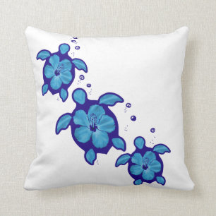 3 blaue Honu Schildkröten Kissen