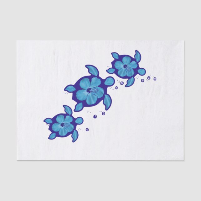 3 blaue Honu Schildkröten Seidenpapier (Vorderseite)