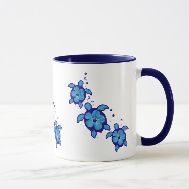 3 blaue Honu Schildkröten Tasse (Rechts)