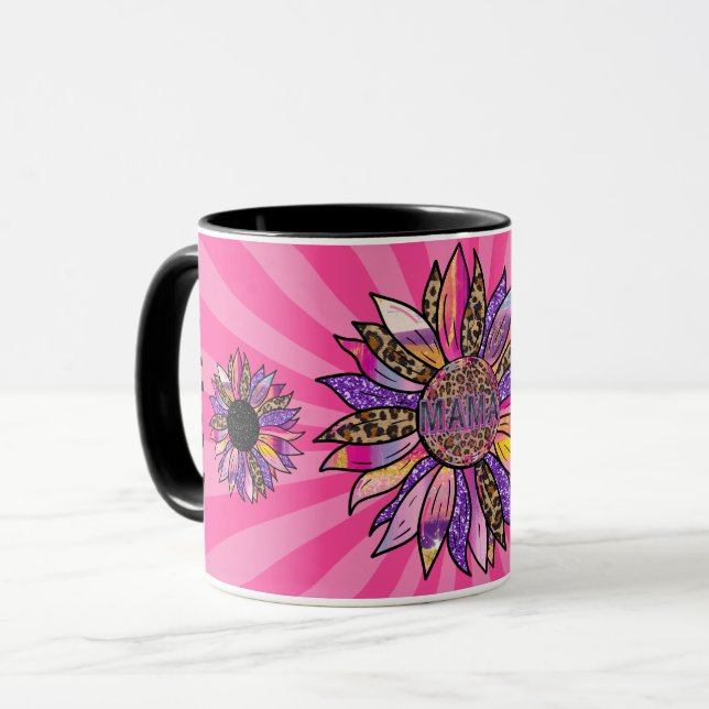 3 Blume Glitzer Mama anpassen Tasse (Vorderseite Links)