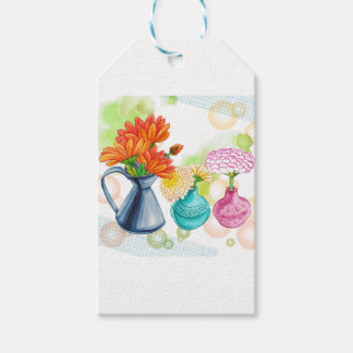 3 Blume Pots Wasserfarbe Zeichnend Geschenkanhänger