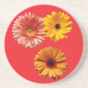 3 Blume Sandstein Untersetzer