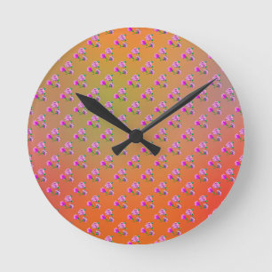 3 Blume und Schmetterlinge Single, Regenbogenfarbe Runde Wanduhr