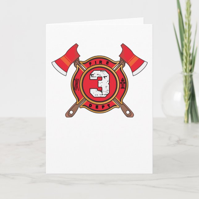 3. Brandgeschenk Feuerwehrmann 3-jähriger Junge Karte (Vorderseite)