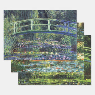 3 Brücke über den Wasserlilie Pond von Claude Mone Geschenkpapier Set