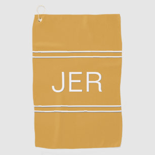 3-Buchstaben-Initialen Monogramm Gelber Golfer des Golfhandtuch
