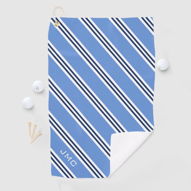 3-Buchstaben-Monogramm-Blaustreifen Golfhandtuch (Insitu)
