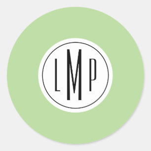 3-Buchstaben-Monogramm-Vorlage Runder Aufkleber