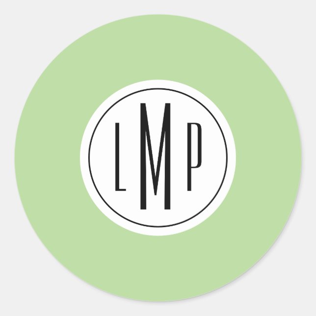 3-Buchstaben-Monogramm-Vorlage Runder Aufkleber (Vorderseite)