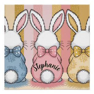 3 Bunny Trio, Personalisierter Name Poster