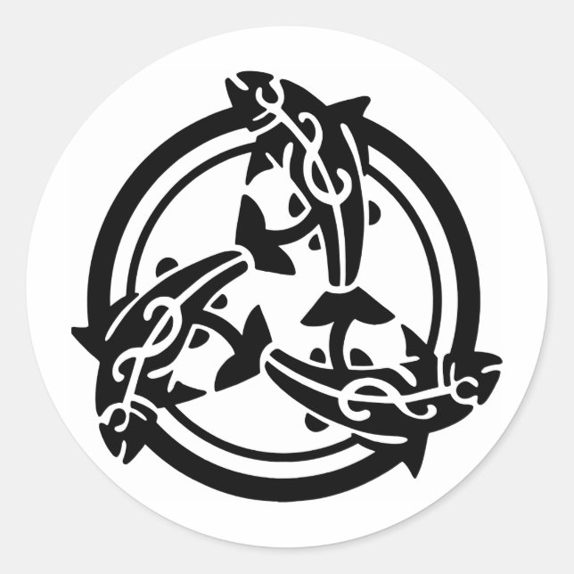 3 Celtic Tribal Fish Tattoo Runder Aufkleber (Vorderseite)
