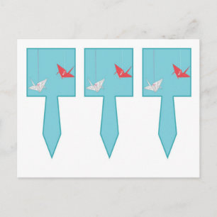 3 Chic Origami Birds Cup Cake Picks Postkarte