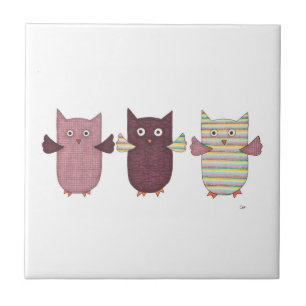3 Chouettes pourpres Carreaux volants