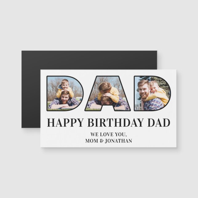 3 Collage photo Joyeux Anniversaire Papa Carte mag (Devant / Derrière)