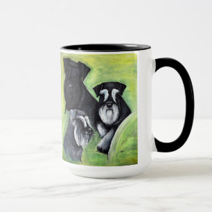 3 couleurs de tasse de schnauzers miniatures