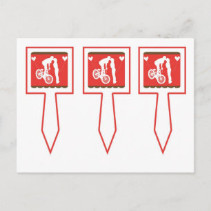 3 Couple Bike Red/Brown Wedding Cup Picks Postkarte