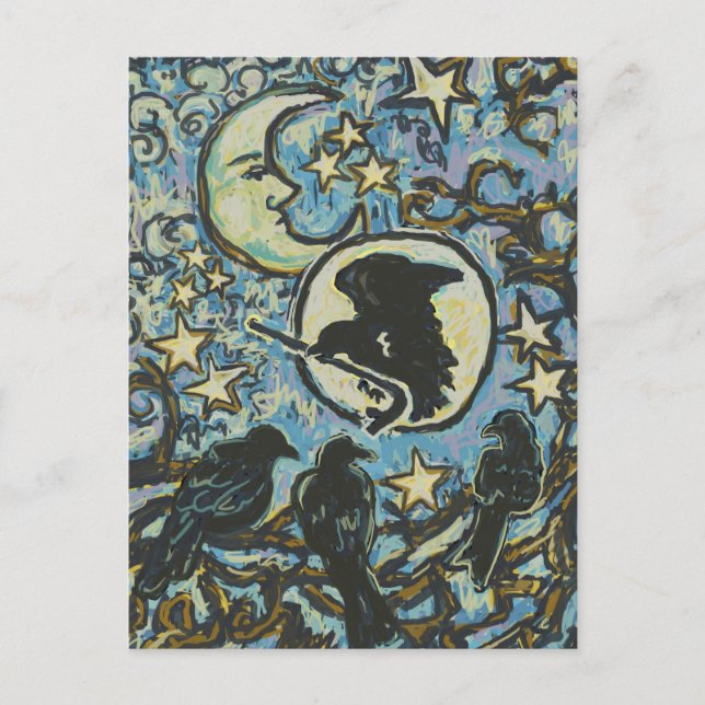 3 Crows at Dusk, Art Postcard, Crowbar Postkarte (Vorderseite)