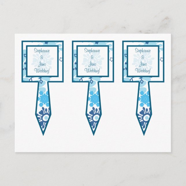 3 Cup Cake Picks Blue Tree / Schneeflocken Postkarte (Vorderseite)