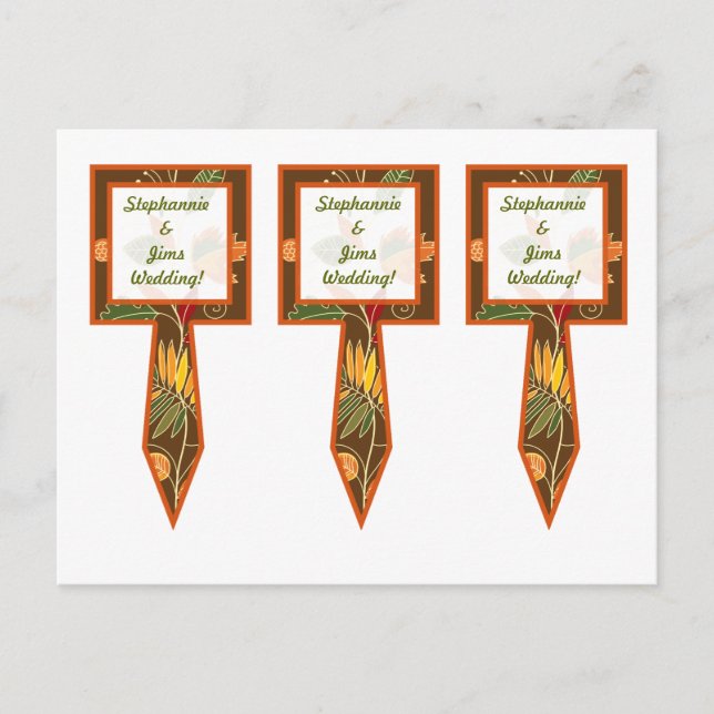 3 Cup Cake Picks Fall Foliage Blätter Postkarte (Vorderseite)