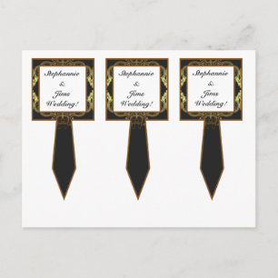 3 Cup Cake Picks Gold und Black Damask Postkarte