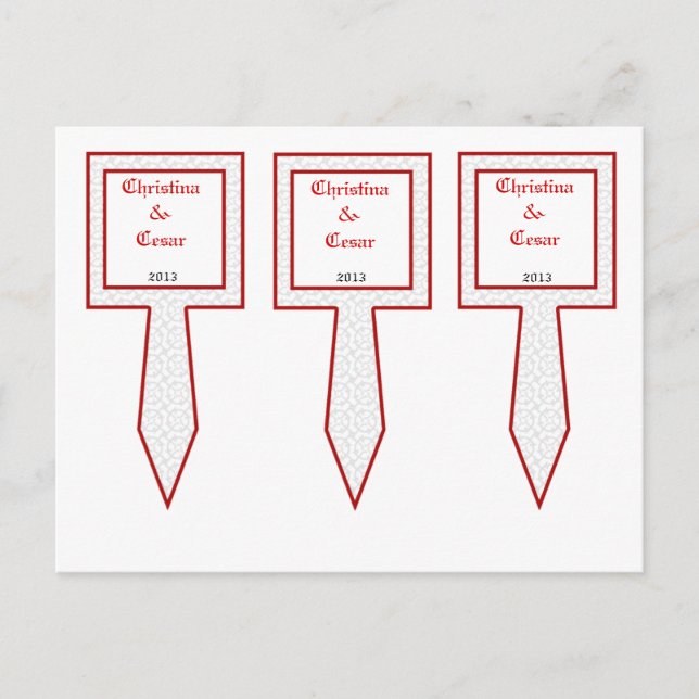 3 Cup Cake Picks Grau Rot Formal Print Postkarte (Vorderseite)
