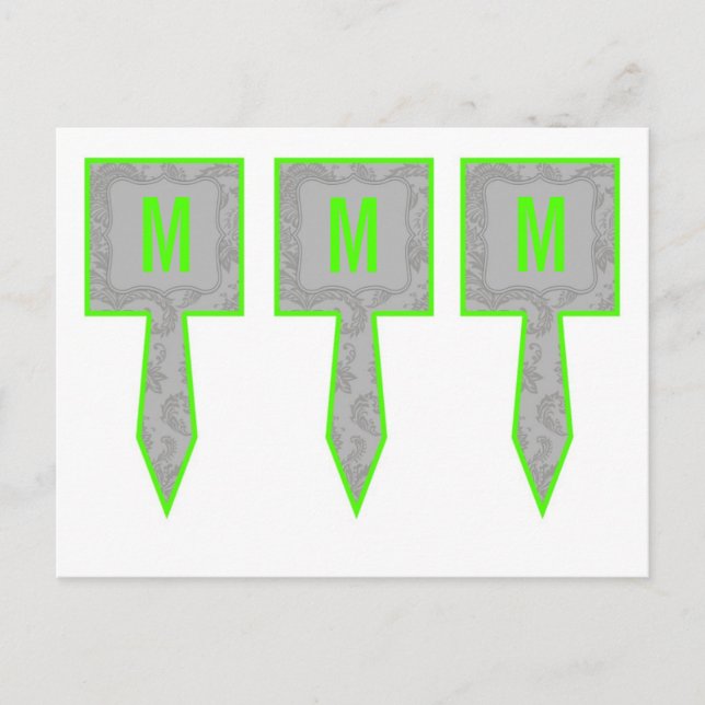 3 Cup Cake Picks Moderne Grau Damasle Spitzenprint Postkarte (Vorderseite)