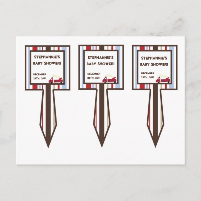 3 Cup Cake Picks Nojo Motor Einladungspostkarte (Vorderseite)