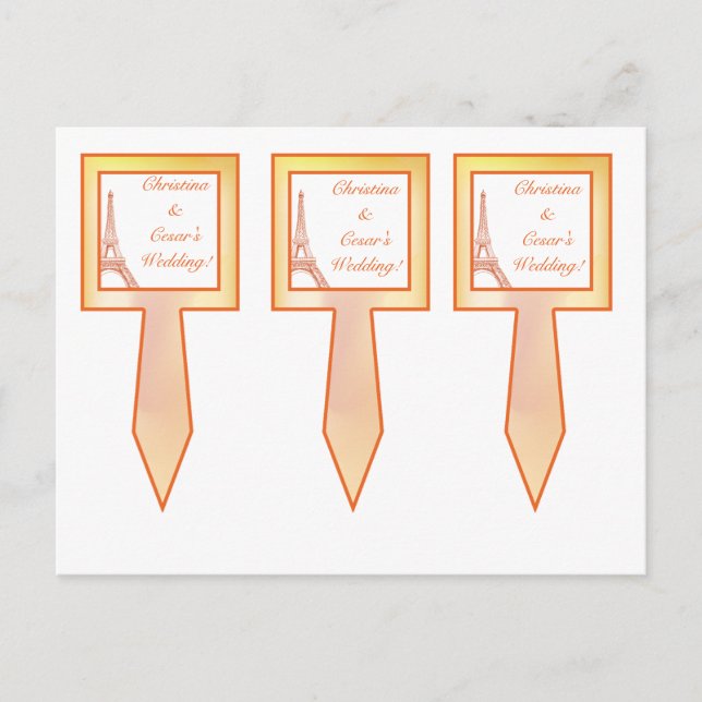 3 Cup Cake Picks Paris Peach Postkarte (Vorderseite)