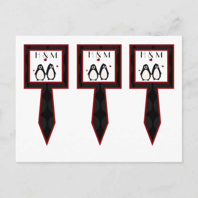 3 Cup Cake Picks Pinguin Liebe Paare Lebenszeit Postkarte (Vorderseite)