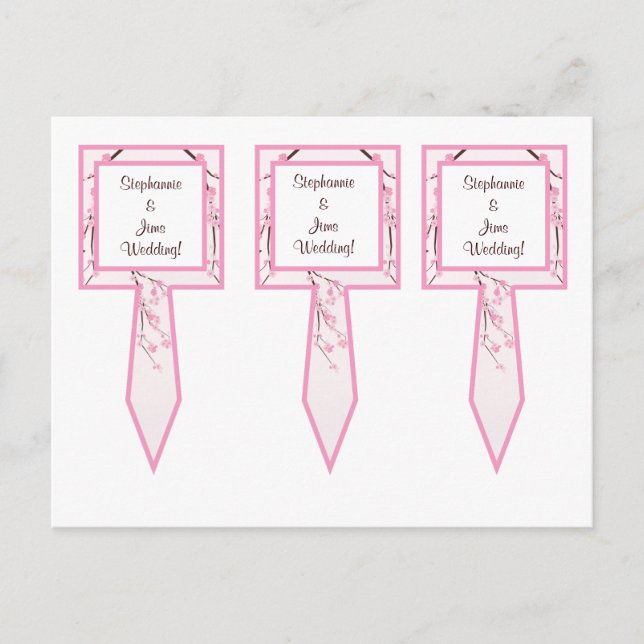 3 Cup Cake Picks Pink Cherry Blossom Postkarte (Vorderseite)