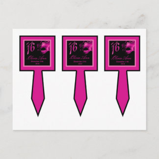 3 Cup Cake Picks Sweet 16 Hot Pink Black Party Einladungspostkarte
