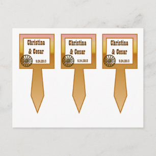 3 Cup Cake Picks Wagenrad/Pferdeschuh Sonnenunterg Postkarte