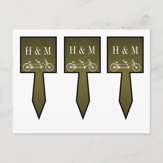 3 Cup Cake Picks Whimsical Brown Doppelrad Postkarte (Vorderseite)