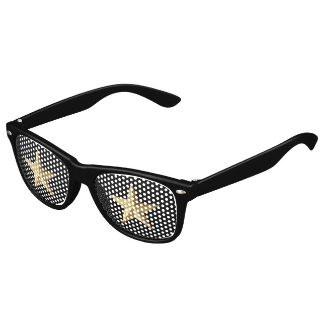 3-D-Gold-Stars auf schwarz Partybrille (Schrägansicht)