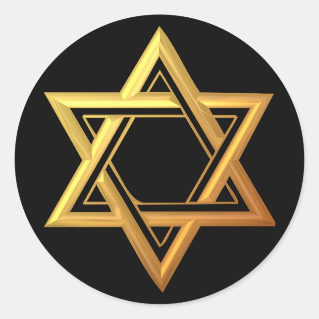 "3-D" Golden Star von David Runder Aufkleber (Vorderseite)