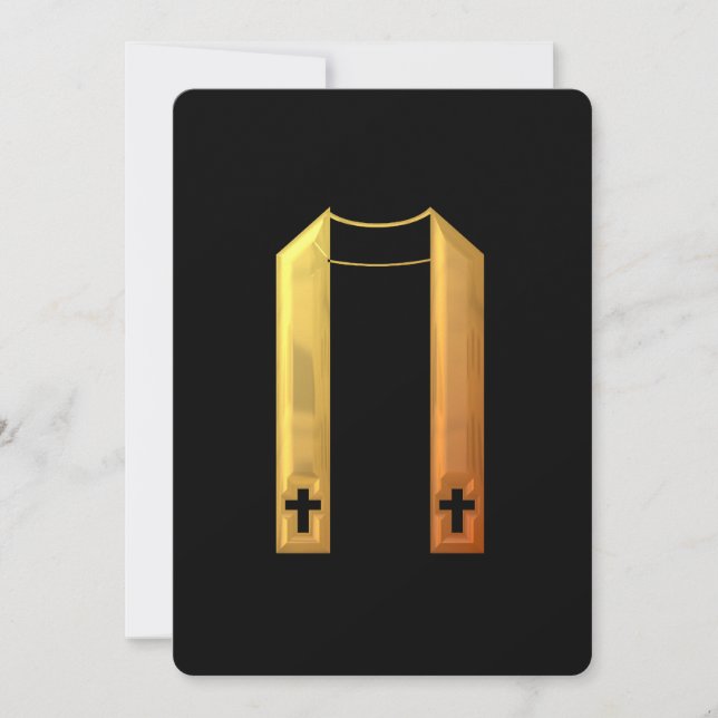 "3-D" goldene liturgische Stola-Einladung Einladung (Vorderseite)