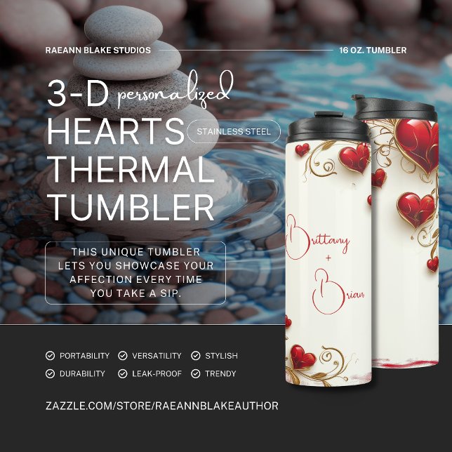 3-D Herz Personalisierter Thermaltumbler Thermosbecher (Von Creator hochgeladen)