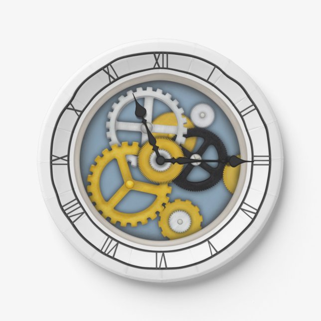 3-D Illusion Clock Art mit sichtbarem Arbeiten Bla Pappteller (Vorderseite)