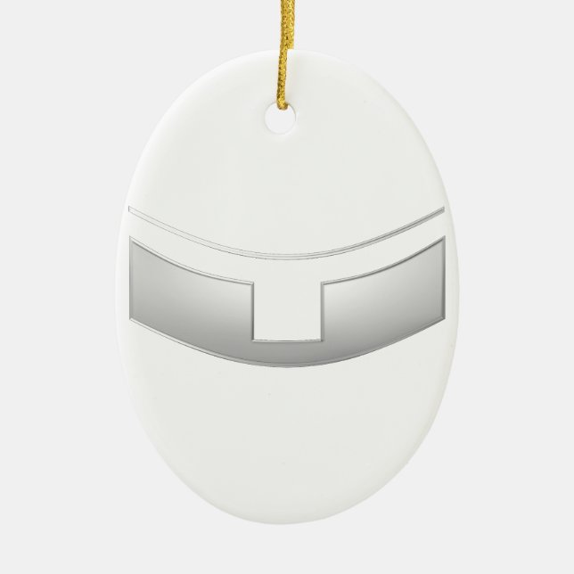 3-D Look Silver Priest's oder Minister's Collar Keramik Ornament (Vorne)